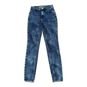 AMERICAN EAGLE Womens Size 0 Acid Washed Sky High Jegging Skinny Blue Jeans